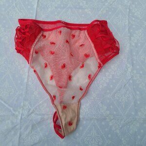 Victorias Secret Mesh Thong Panty - Valentines Day Cupid Special Red - Size L